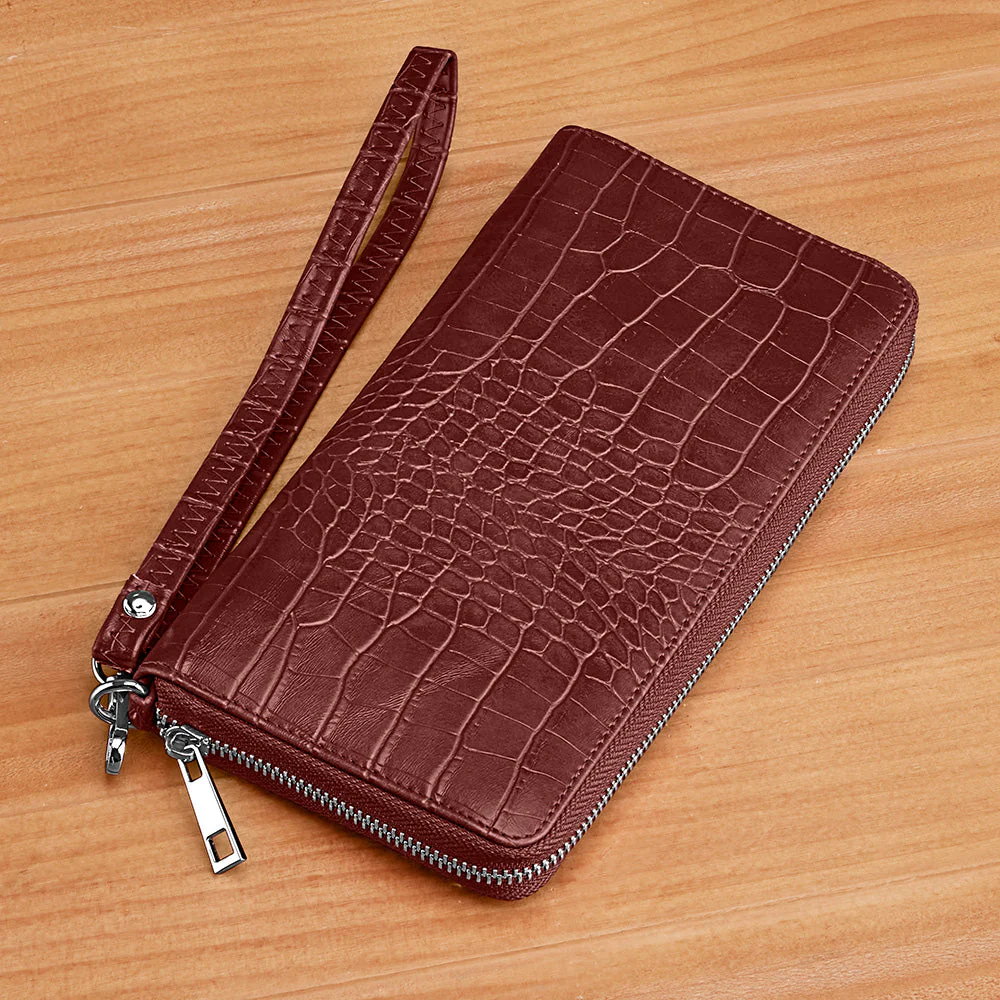 22 Tote Vegan Leather Wallet Clutch, Alligator - Image 5