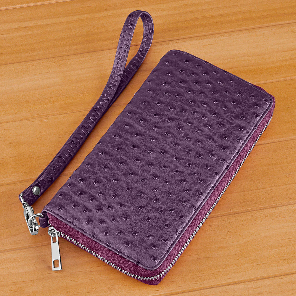 22 Tote Vegan Leather Wallet Clutch, Ostrich - Image 3