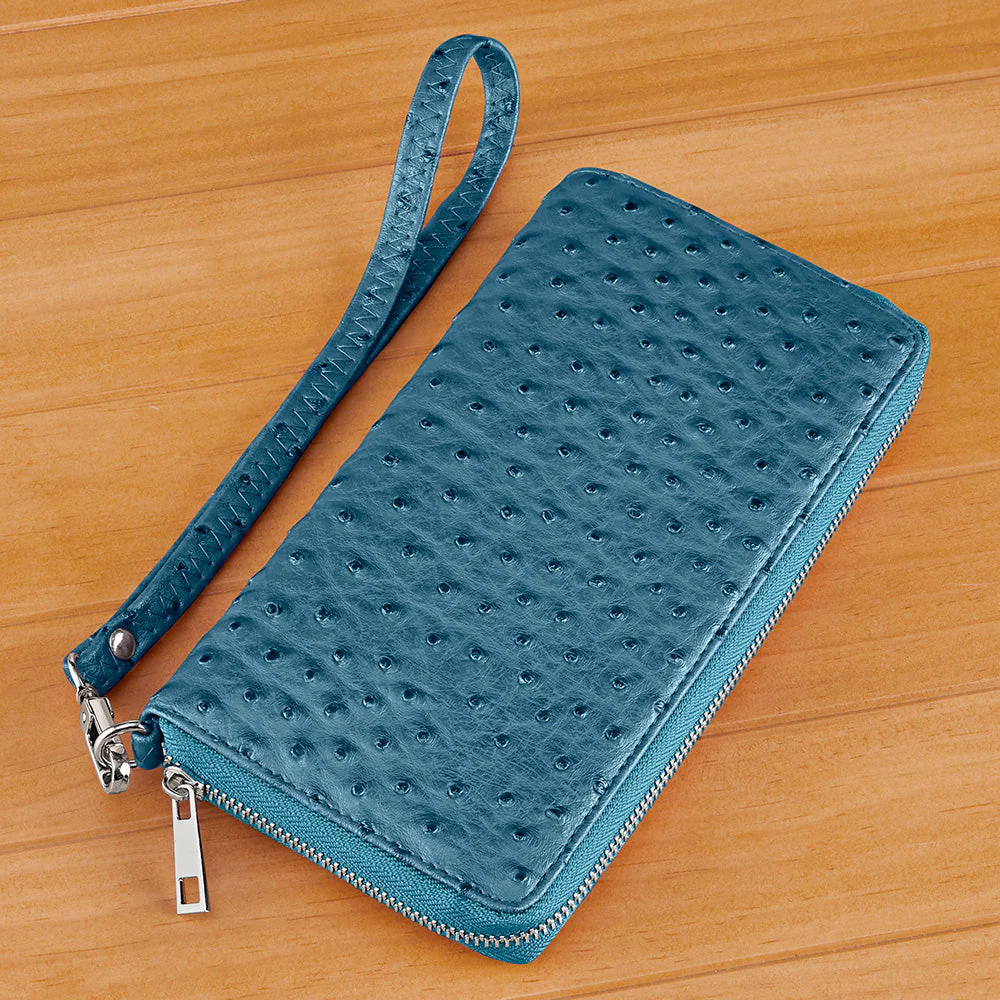 22 Tote Vegan Leather Wallet Clutch, Ostrich - Image 4