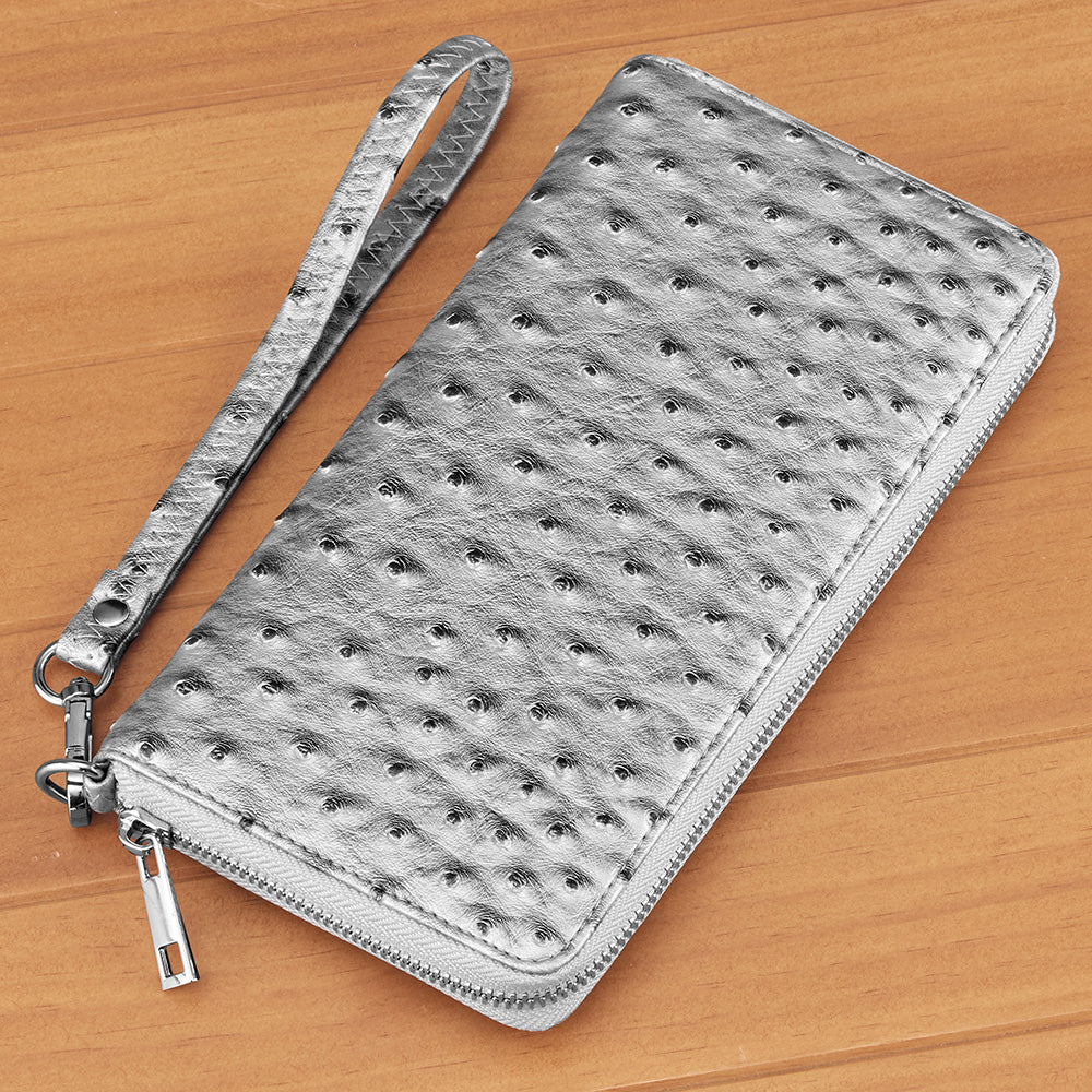 22 Tote Vegan Leather Wallet Clutch, Ostrich - Image 5