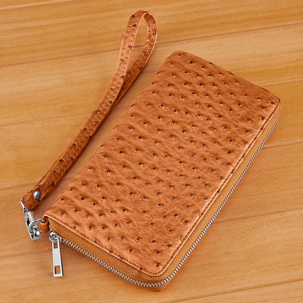 22 Tote Vegan Leather Wallet Clutch, Ostrich - Image 7