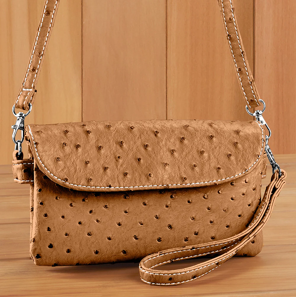 22 Tote Vegan Ostrich Leather 6-Pocket Crossbody Wristlet - Image 10