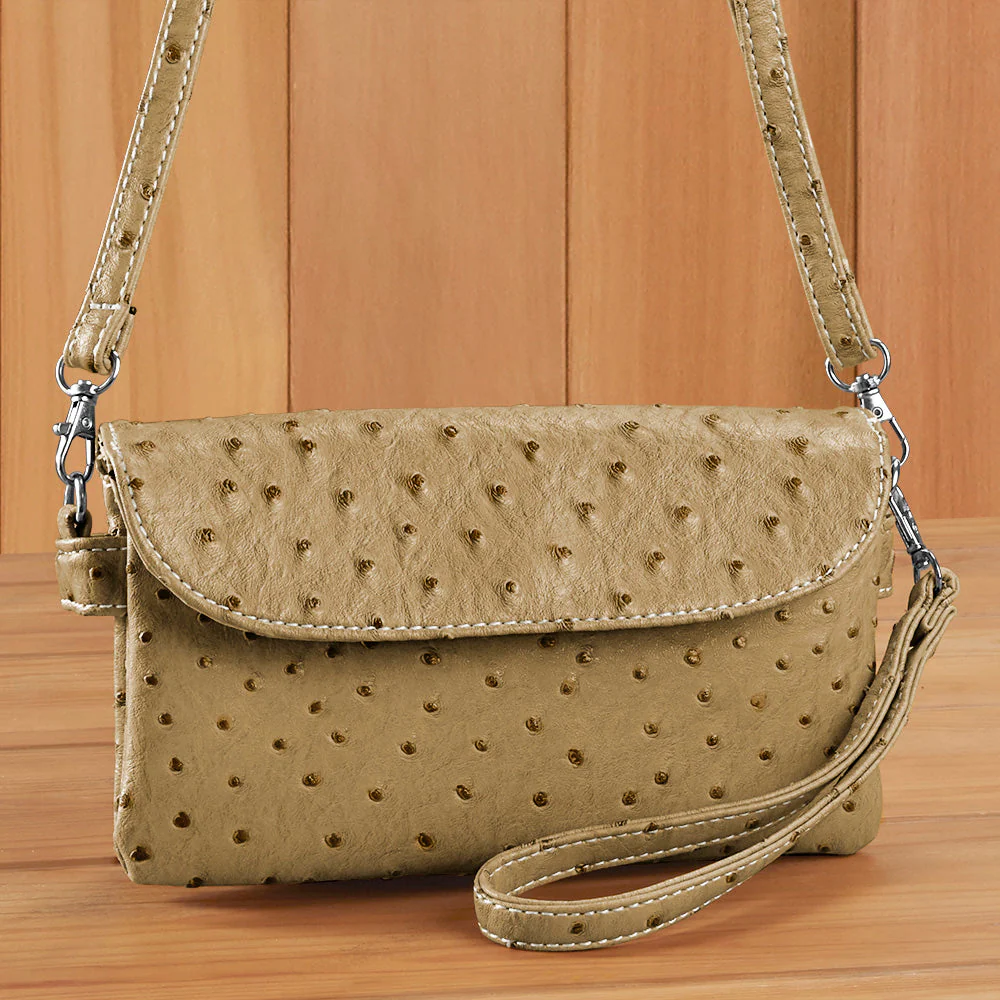 22 Tote Vegan Ostrich Leather 6-Pocket Crossbody Wristlet - Image 11