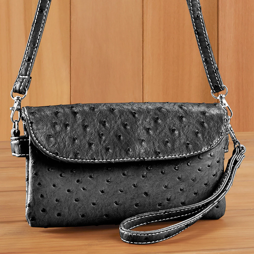 22 Tote Vegan Ostrich Leather 6-Pocket Crossbody Wristlet - Image 14