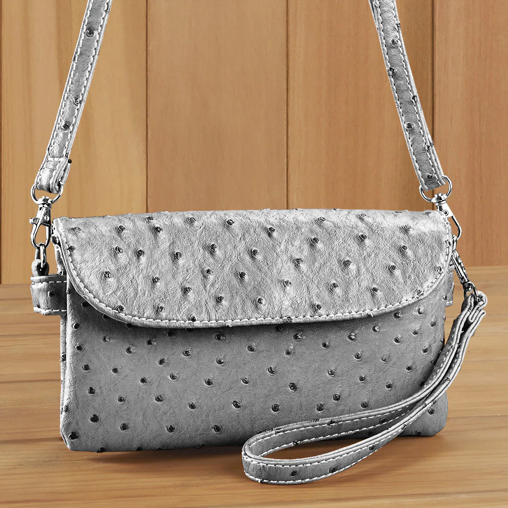 22 Tote Vegan Ostrich Leather 6-Pocket Crossbody Wristlet - Image 16