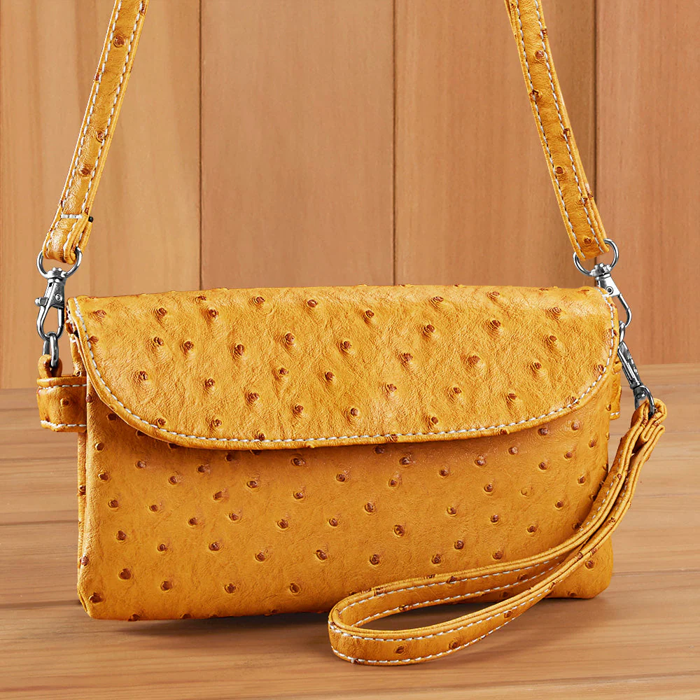 22 Tote Vegan Ostrich Leather 6-Pocket Crossbody Wristlet - Image 3