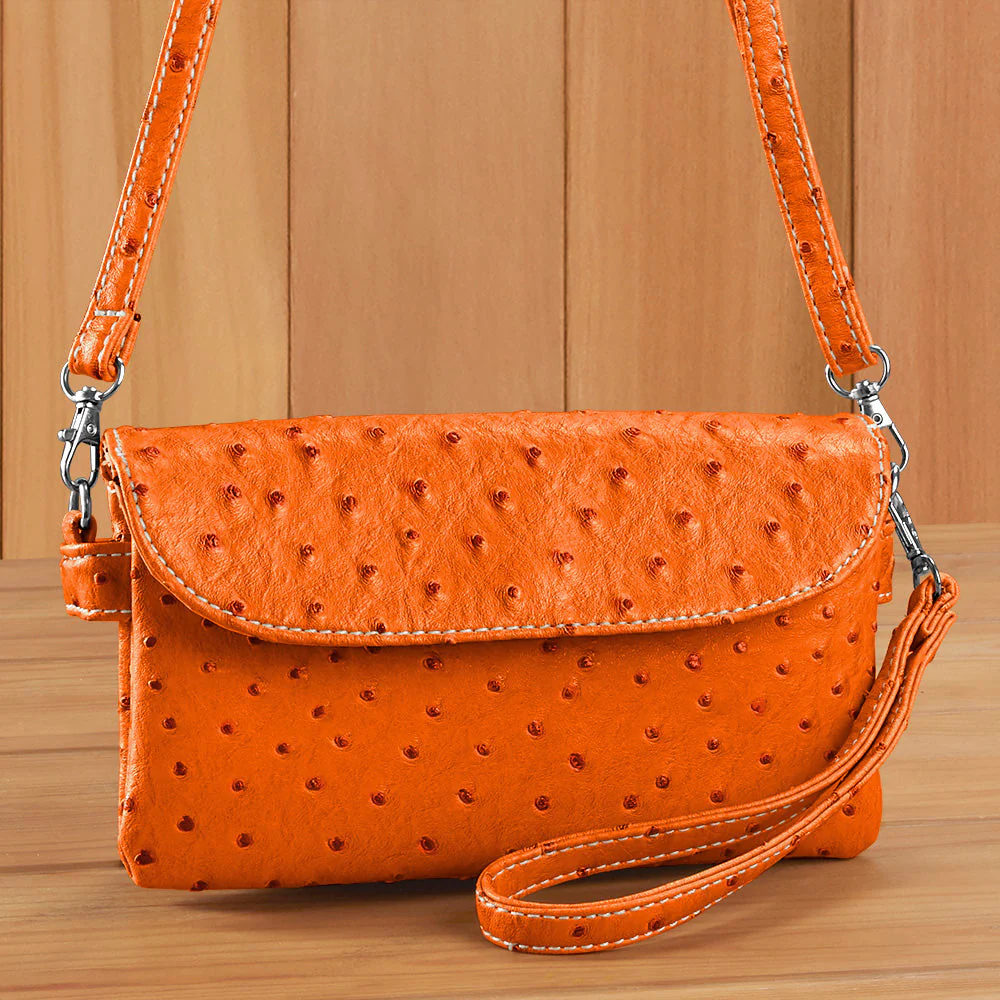 22 Tote Vegan Ostrich Leather 6-Pocket Crossbody Wristlet - Image 4