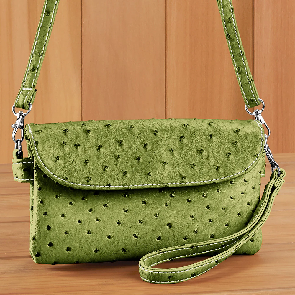22 Tote Vegan Ostrich Leather 6-Pocket Crossbody Wristlet - Image 5