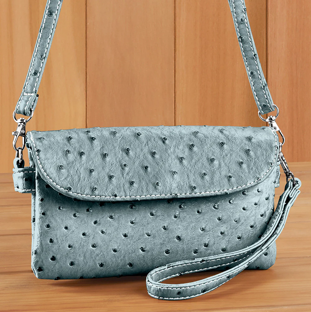 22 Tote Vegan Ostrich Leather 6-Pocket Crossbody Wristlet - Image 6