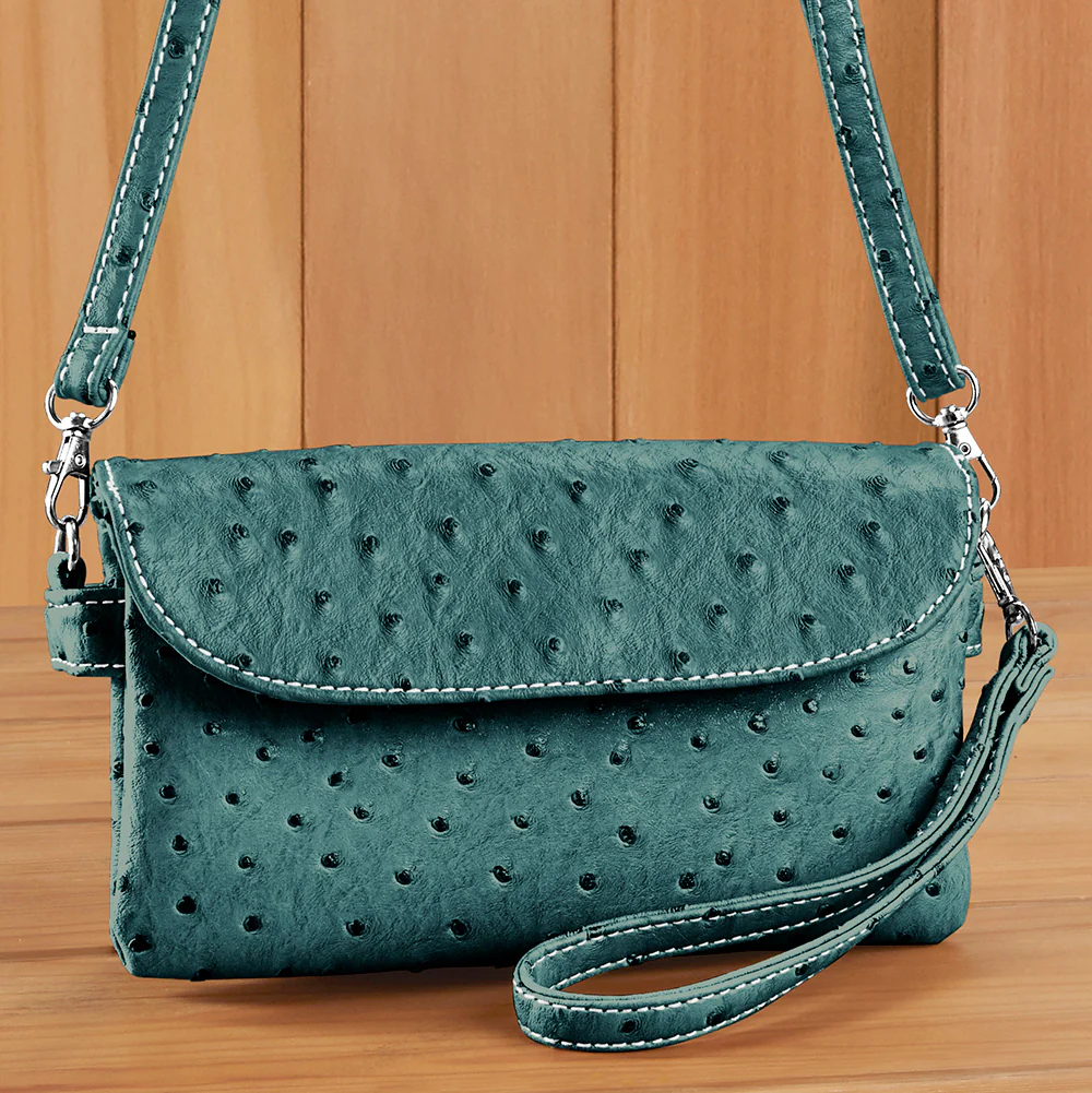 22 Tote Vegan Ostrich Leather 6-Pocket Crossbody Wristlet - Image 7