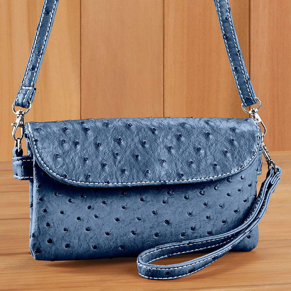 22 Tote Vegan Ostrich Leather 6-Pocket Crossbody Wristlet - Image 8