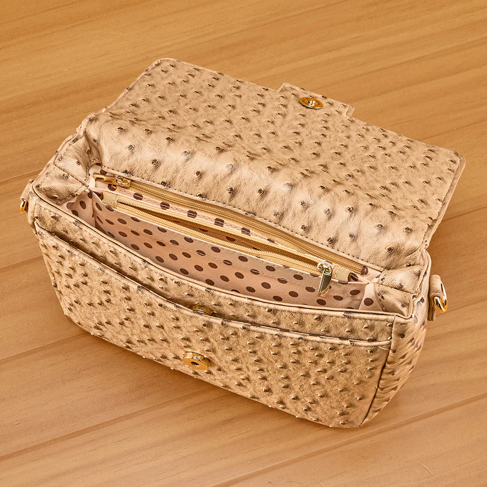 22 Tote Vegan Ostrich Leather Convertible Crossbody Clutch Purse - Image 3