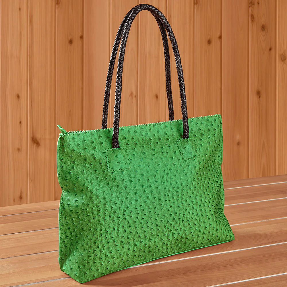22 Tote Vegan Ostrich Leather Zip Tote Handbag
