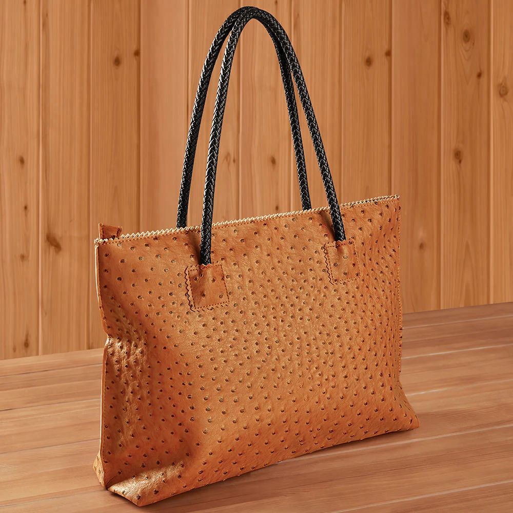 22 Tote Vegan Ostrich Leather Zip Tote Handbag - Image 3