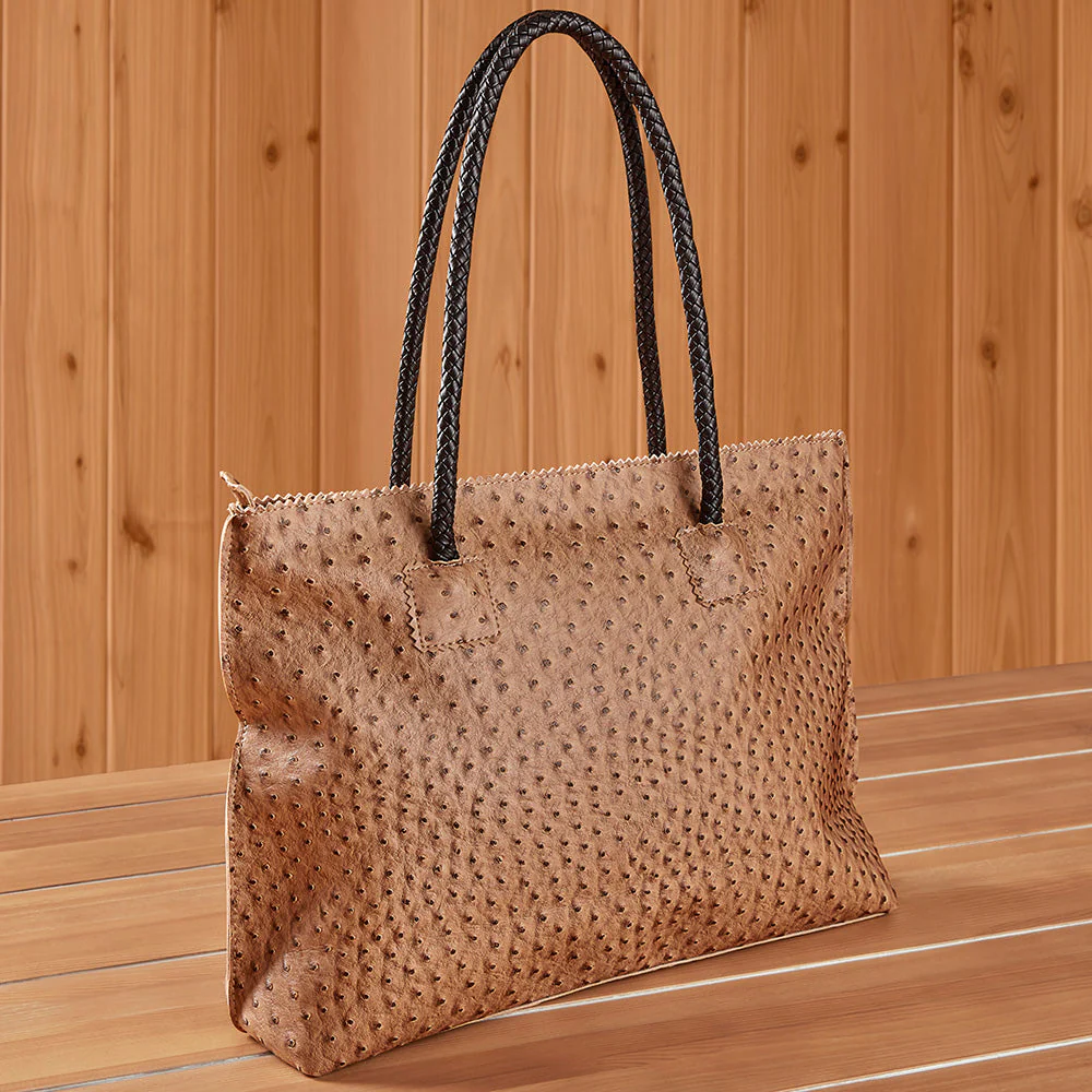 22 Tote Vegan Ostrich Leather Zip Tote Handbag - Image 4