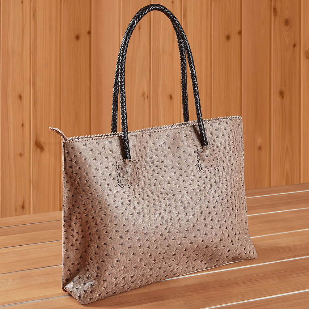 22 Tote Vegan Ostrich Leather Zip Tote Handbag - Image 5