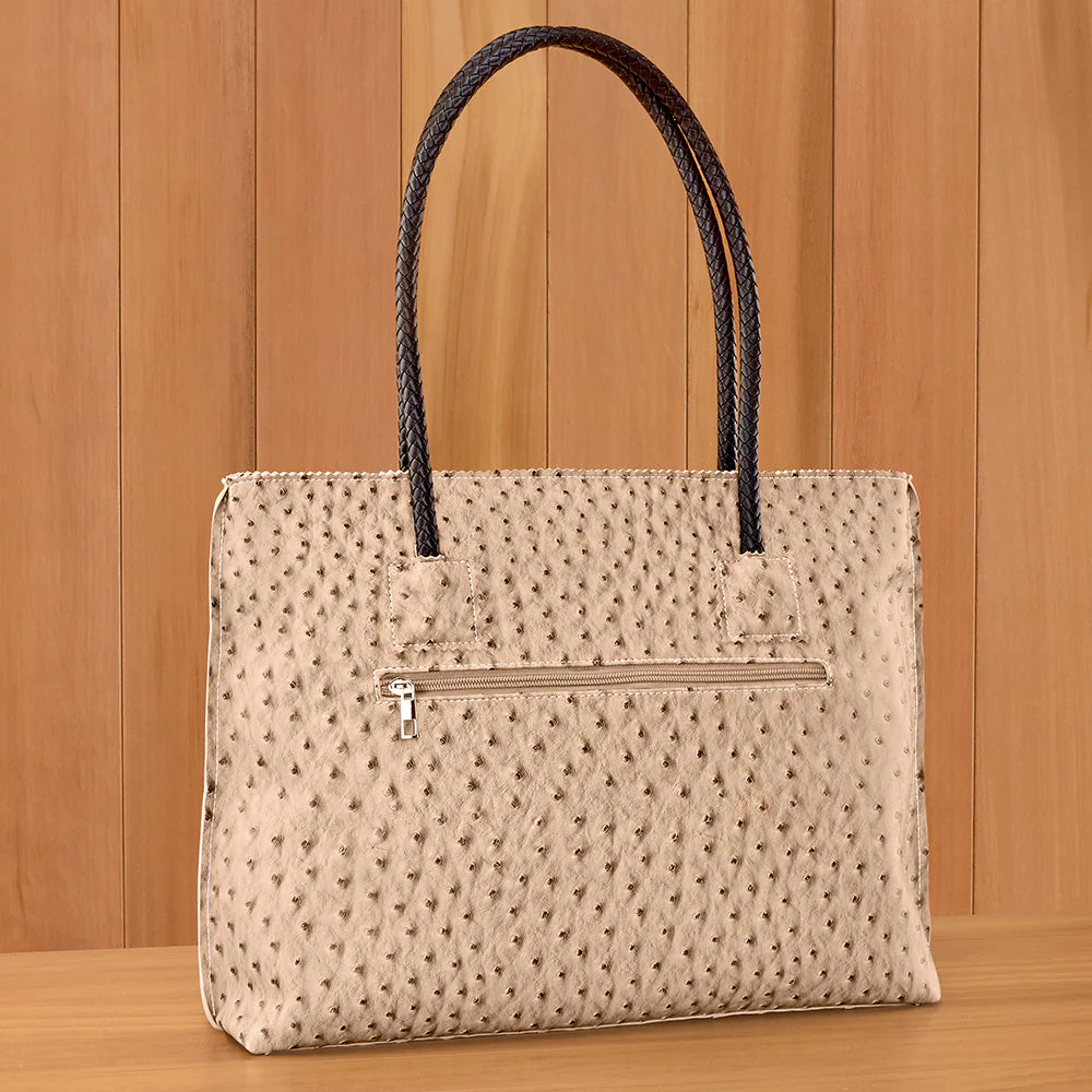 22 Tote Vegan Ostrich Leather Zip Tote Handbag with Pockets - Image 2