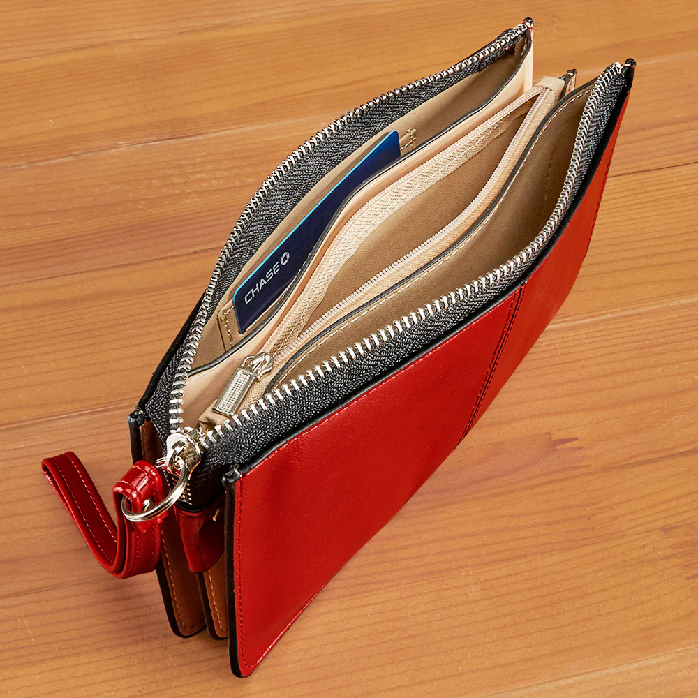 22 Tote Vegan Smooth Leather Three Pocket Wristlet - Image 8