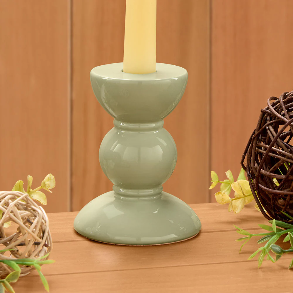 Addison Ross Bobbin Taper Candleholders, Sage - Image 3