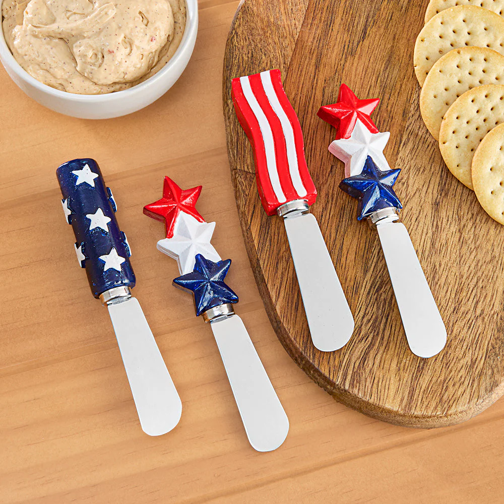 American Flag Patriotic Star Cheese Spreader Set