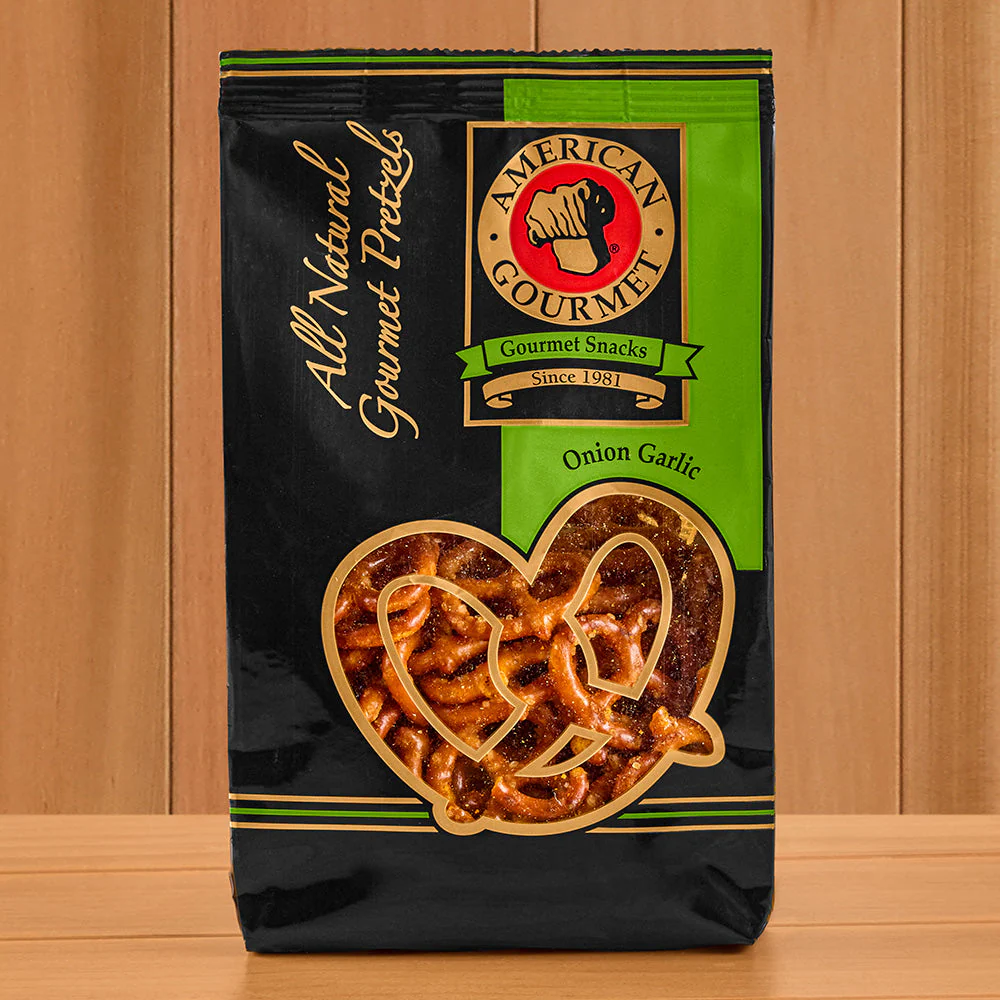American Gourmet Mini Twist Pretzels, Onion Garlic