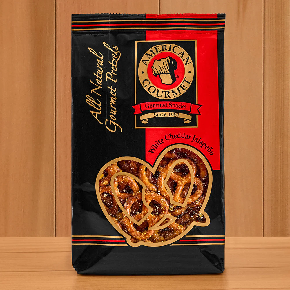 American Gourmet Mini Twist Pretzels, White Cheddar Jalapeño