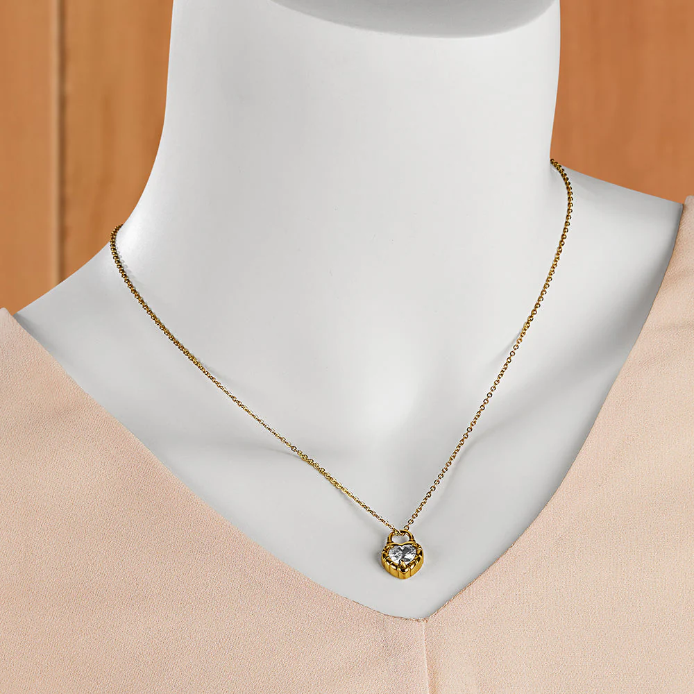 Anartxy Gold Heart Lock Necklace - Image 2