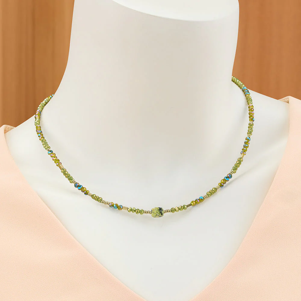 Anartxy Ulla Beaded Necklace, Green - Image 2