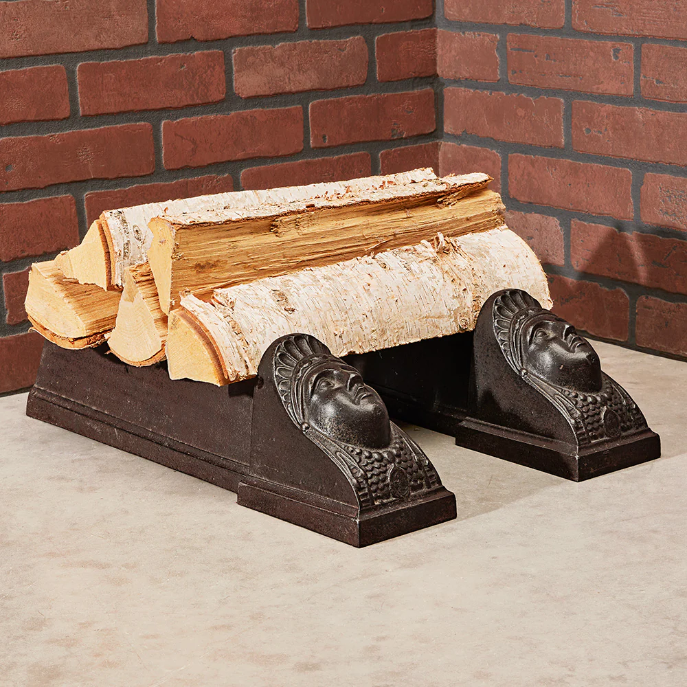Antique Cast Iron Egyptian Head Andirons - Image 3