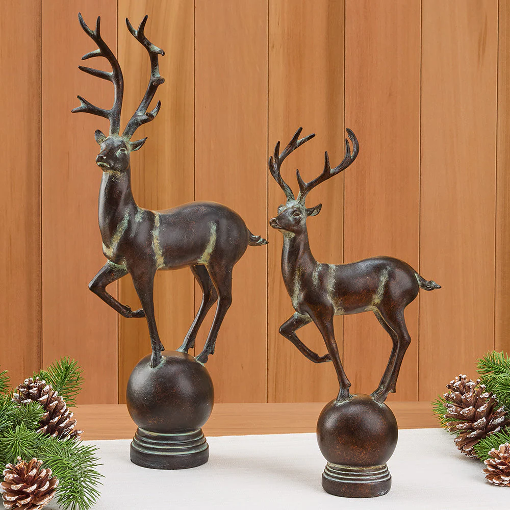 Antiqued Bronze Resin Reindeer Figurine - Image 2