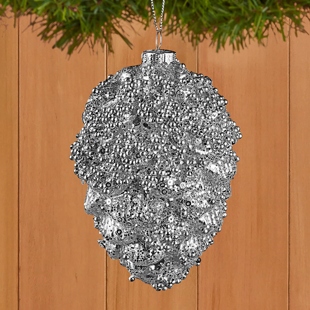 Antiqued Glass Pine Cone Ornament - Image 2