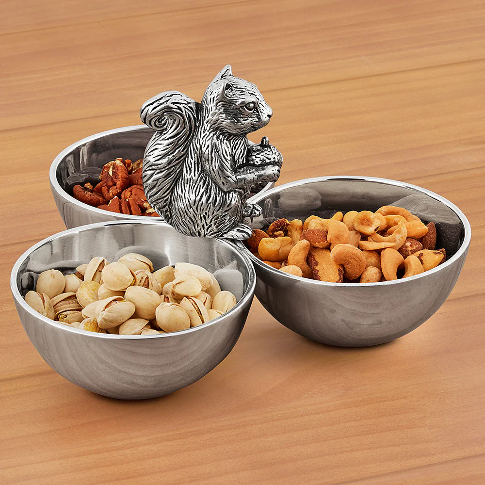 Arthur Court Squirrel 3-Bowl Server