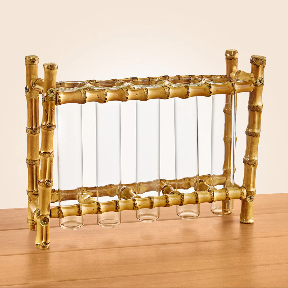 Bamboo and Glass Test Tube Bud Vases - Image 2