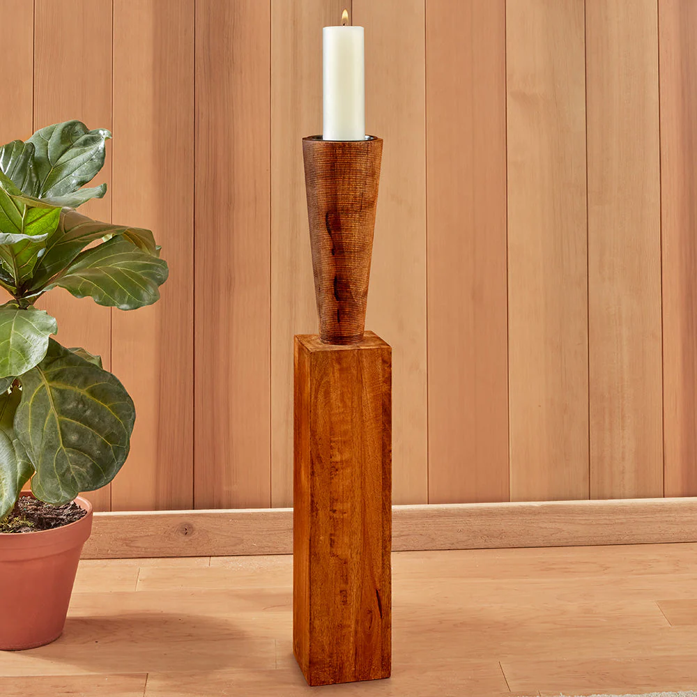 Bangou Floor Wood Pillar Candleholder - Image 2