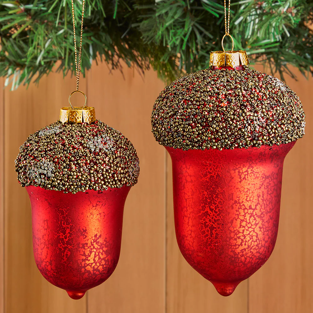 Beaded Glass Acorn Ornament - Image 2