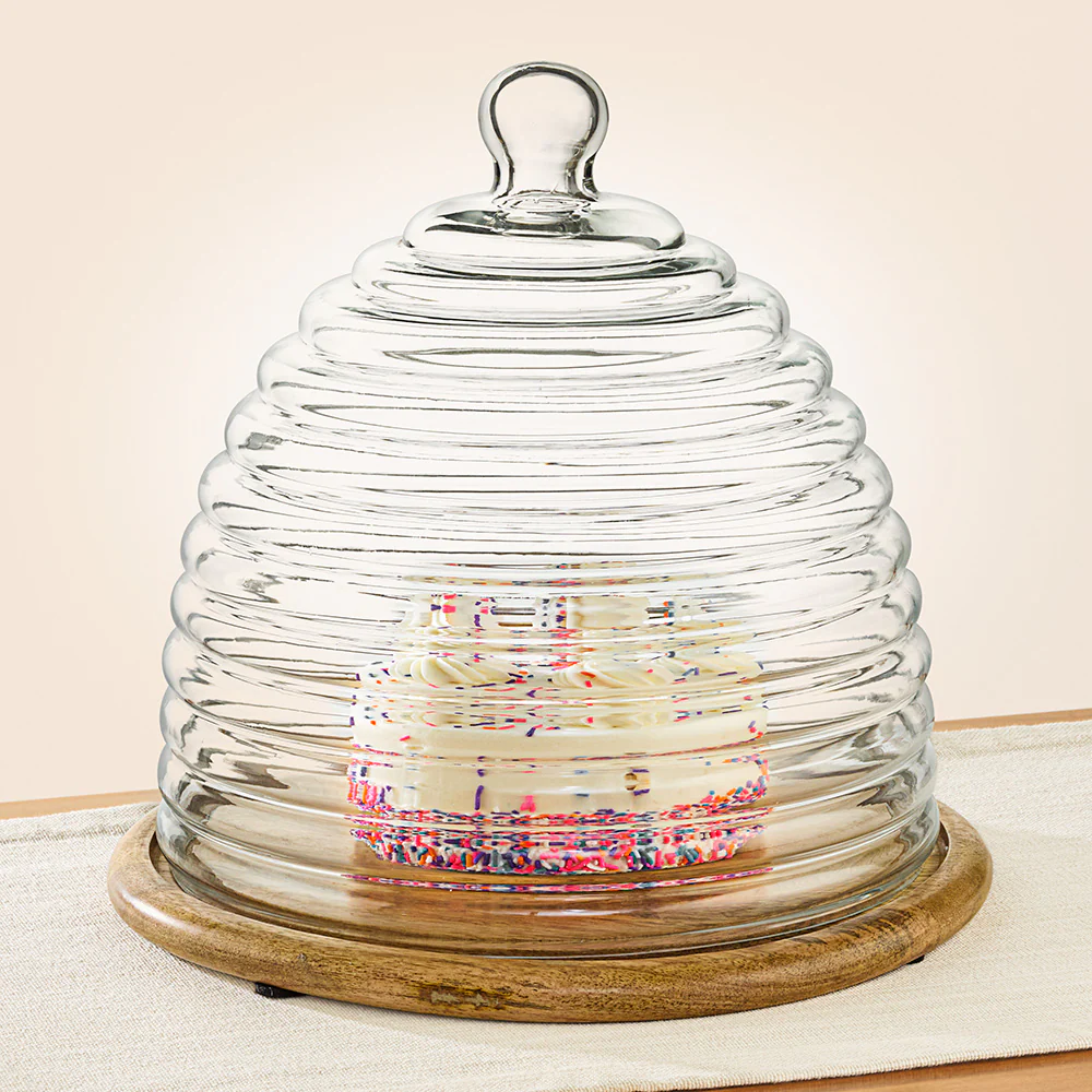Beehive Cloche on Mango Wood Tray - Image 2