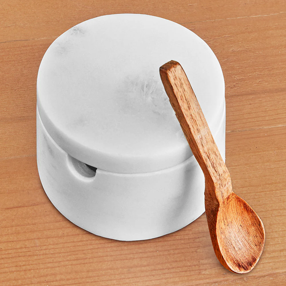 Be Home Anzio Marble Spice Salt Cellar with Spoon - Image 3