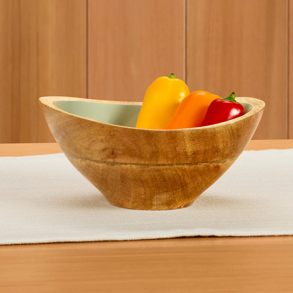 Be Home Madras Enameled Mango Serving Bowls, Sage - Image 3