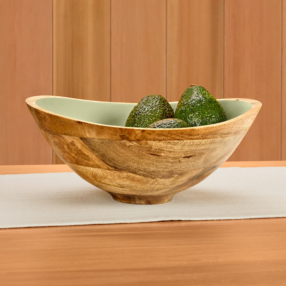 Be Home Madras Enameled Mango Serving Bowls, Sage - Image 4