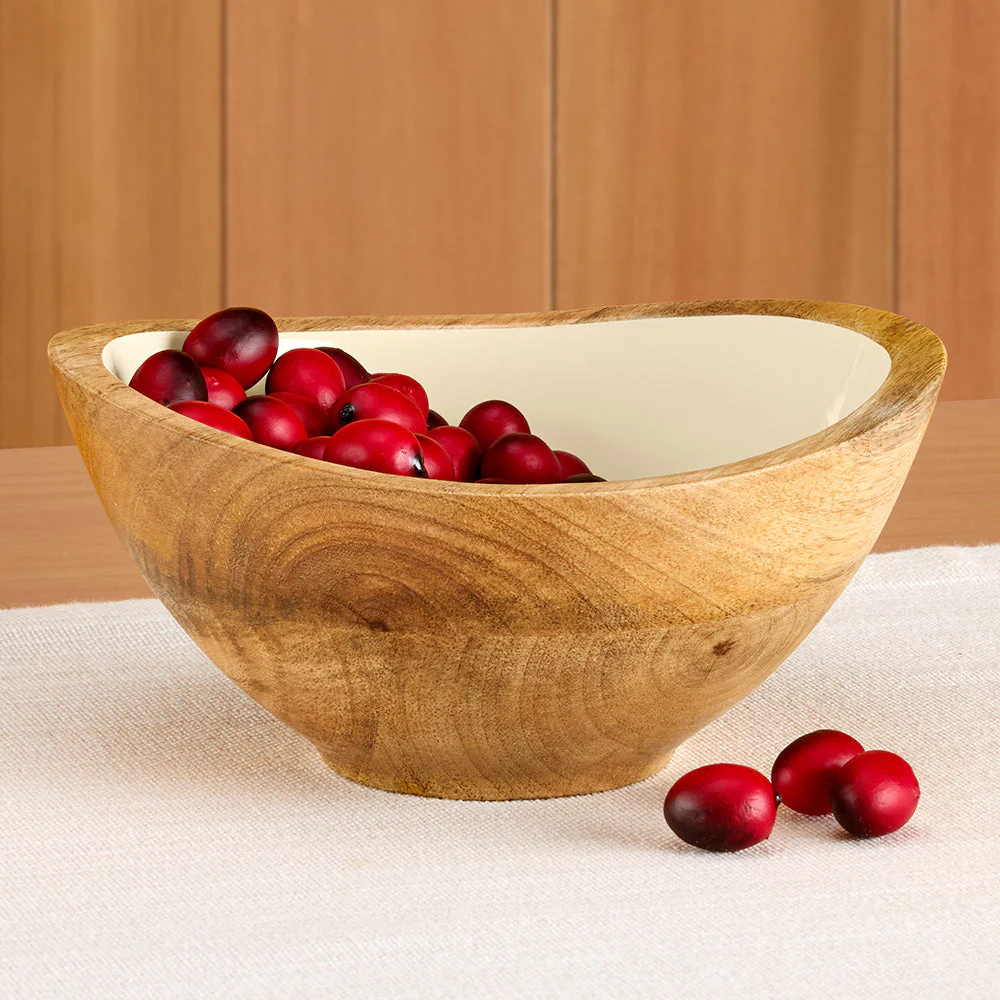 Be Home Madras Enameled Mango Serving Bowls, Taupe - Image 2