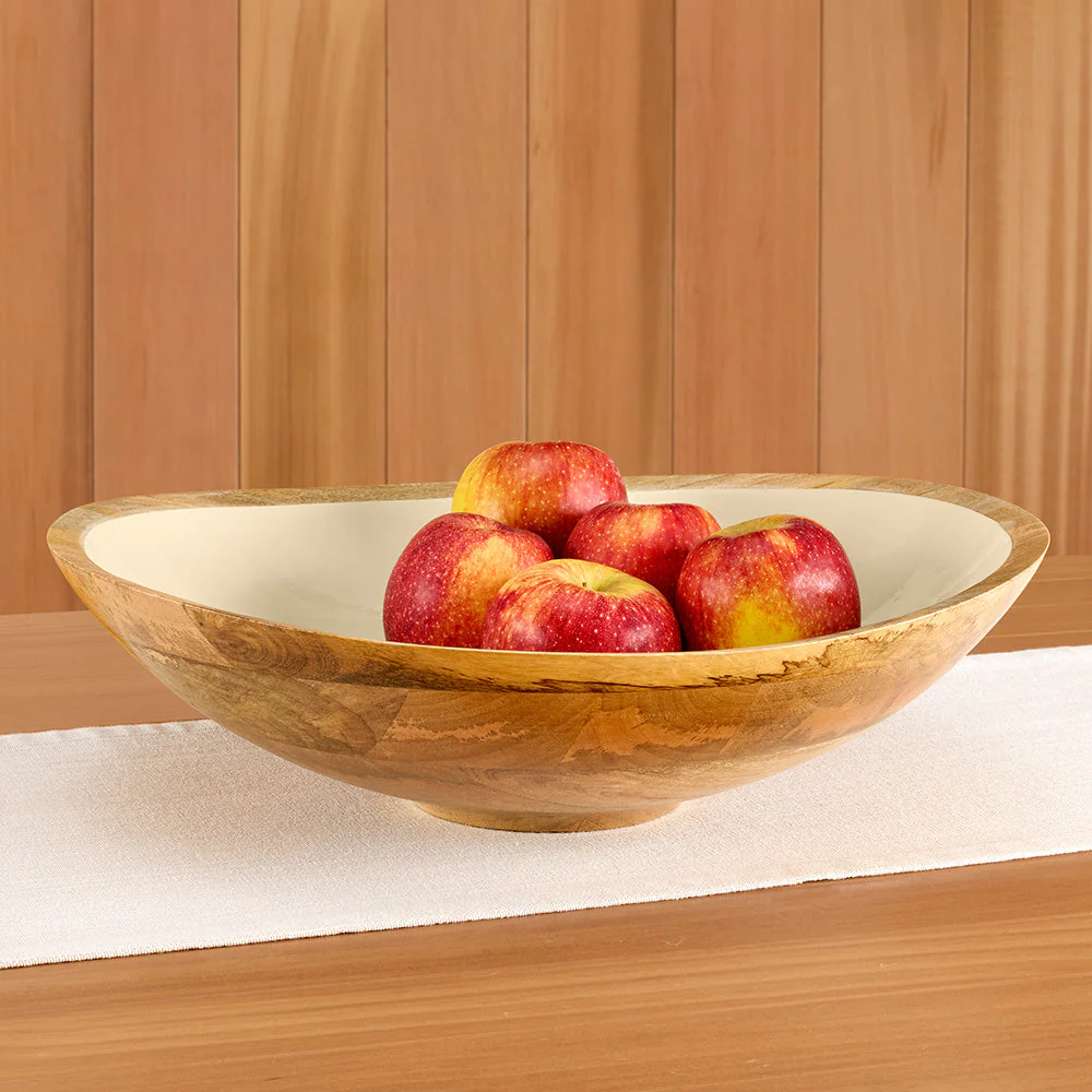Be Home Madras Enameled Mango Serving Bowls, Taupe - Image 3