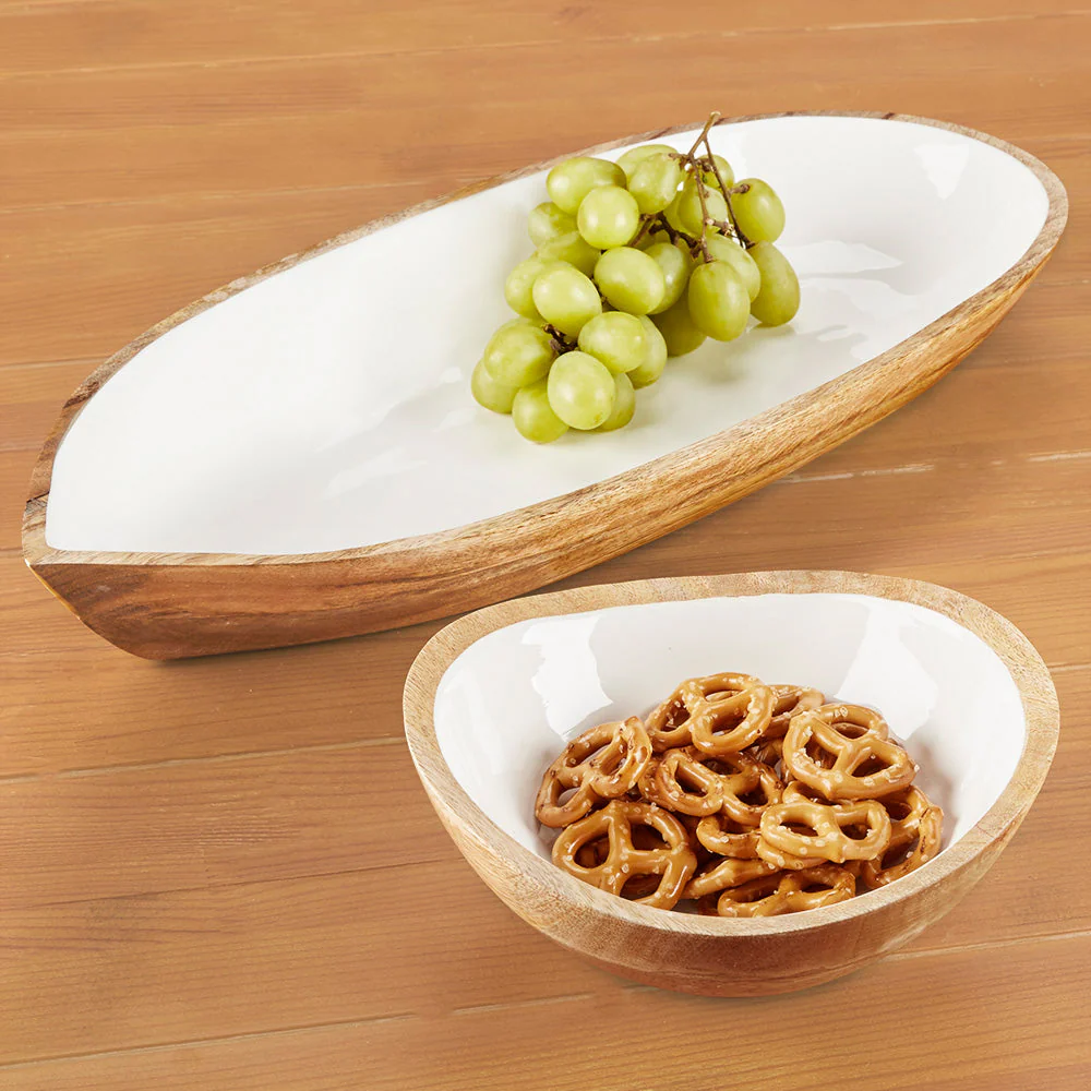 Be Home Round Mango Wood and Enamel Bowl - Image 6