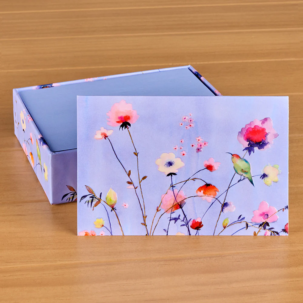 Blank Note Card Set, Lavender Wildflowers