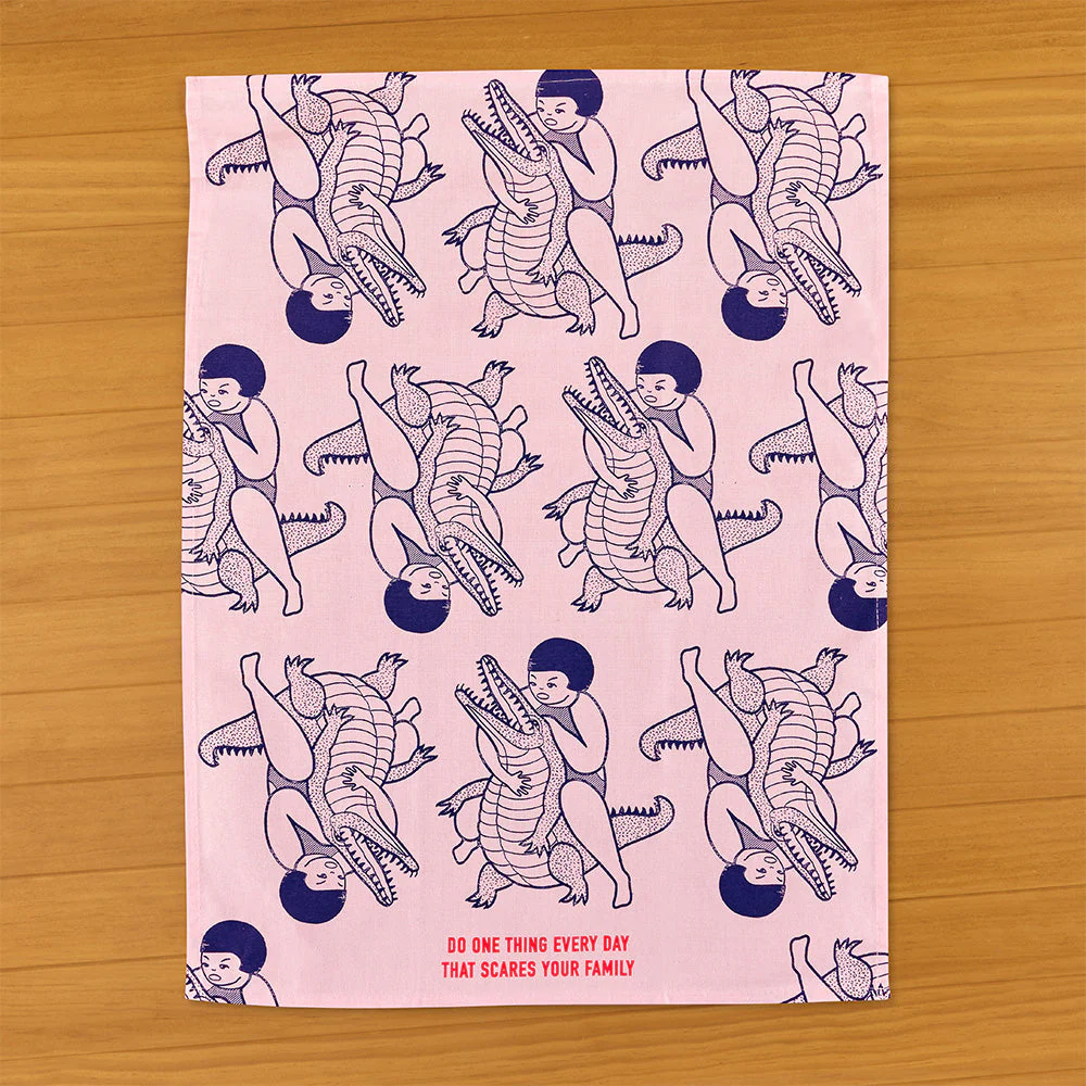 Blue Q Tea Towel, "Do One Thing Every Day That Scares Your Family" - Image 2
