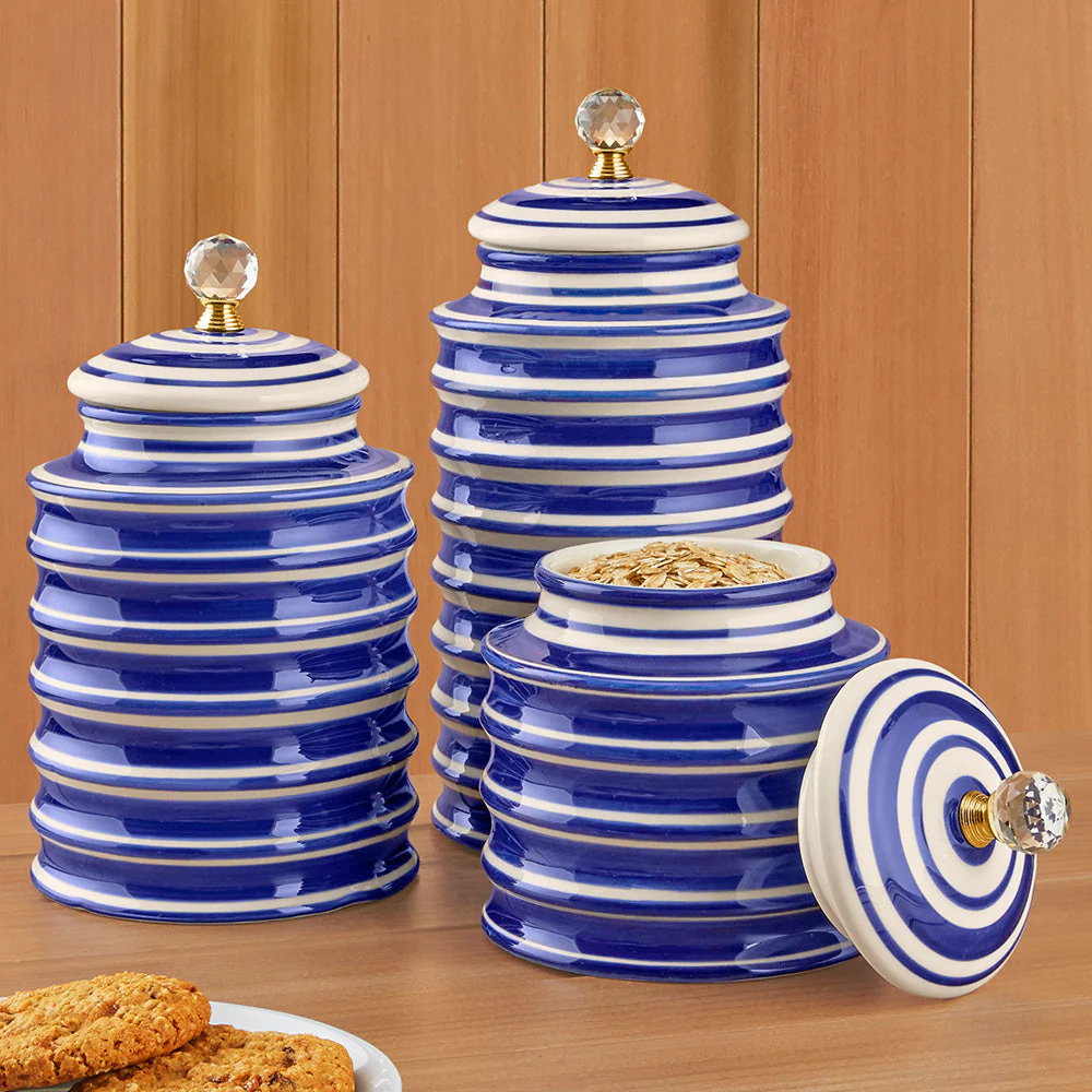 Blue & White Porcelain Canisters - Image 3