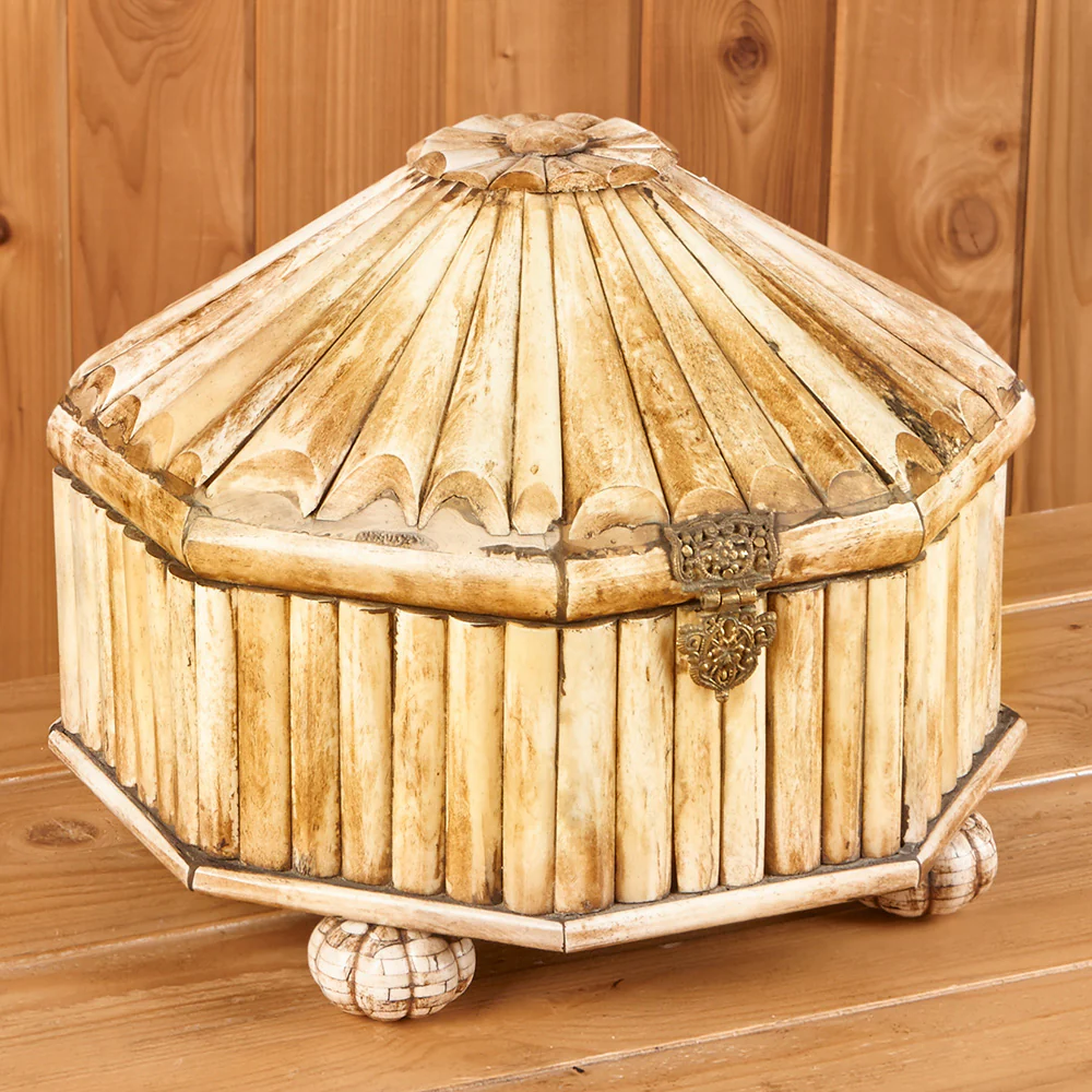 Bone Octagonal Domed Box