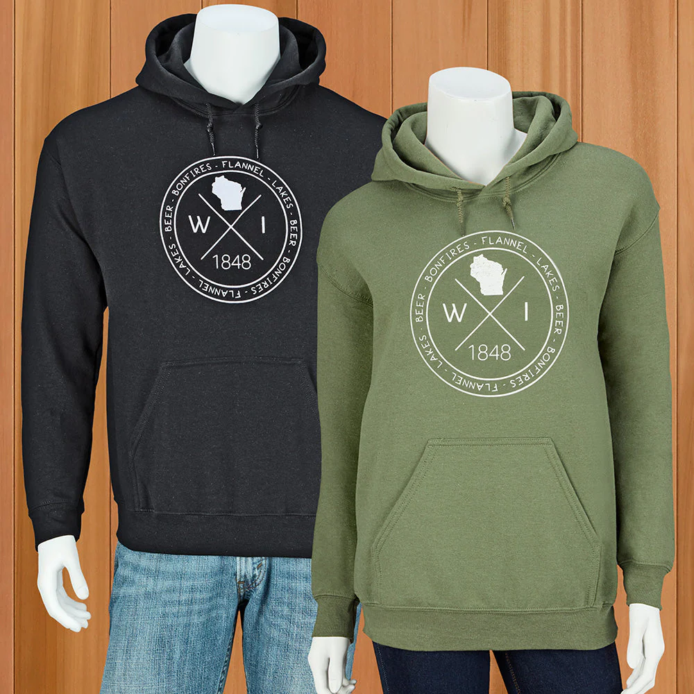 "Bonfires - Flannel - Lakes - Beer" Unisex Wisconsin Hoodie