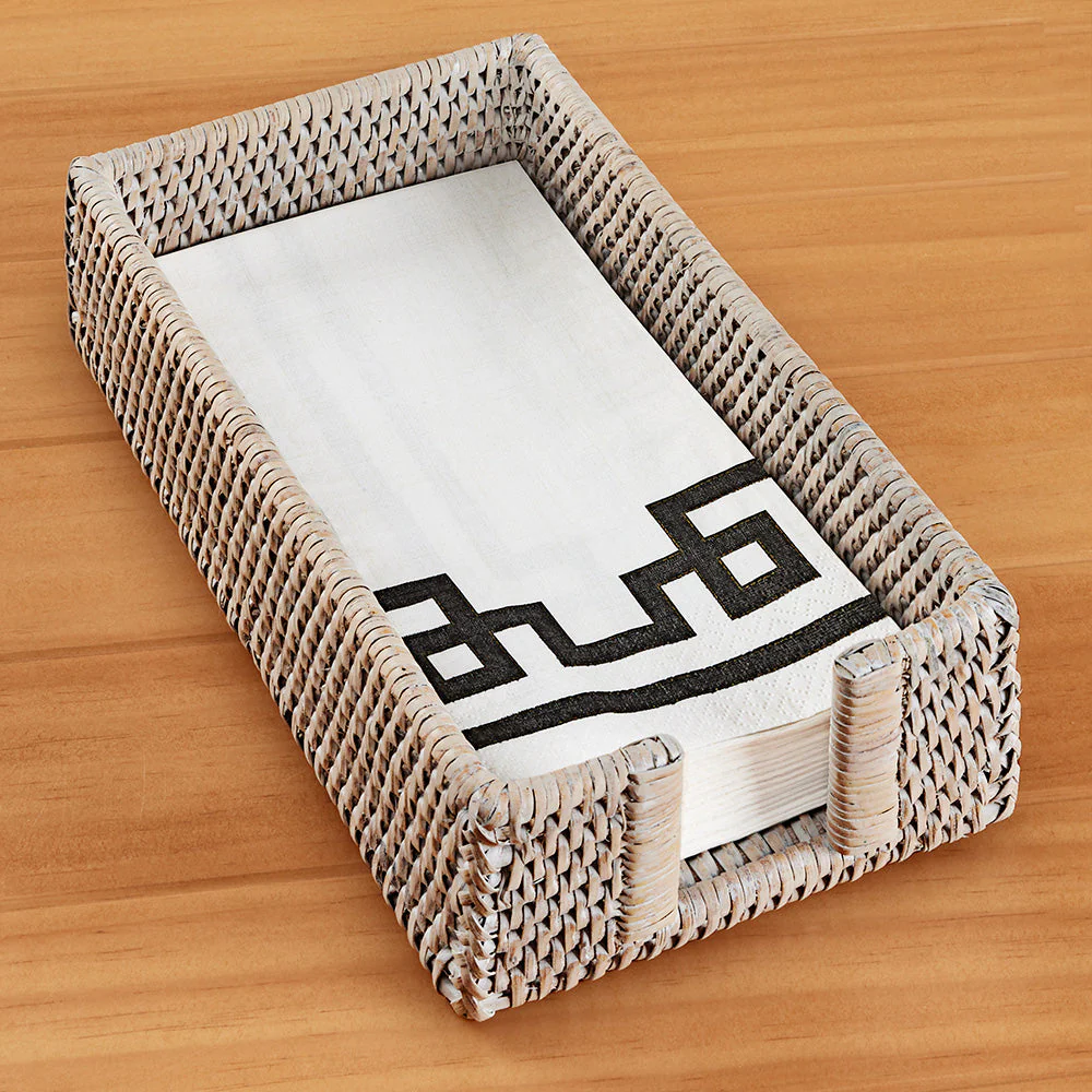 Burma Whitewashed Rattan Guest Towel Holder - Image 2