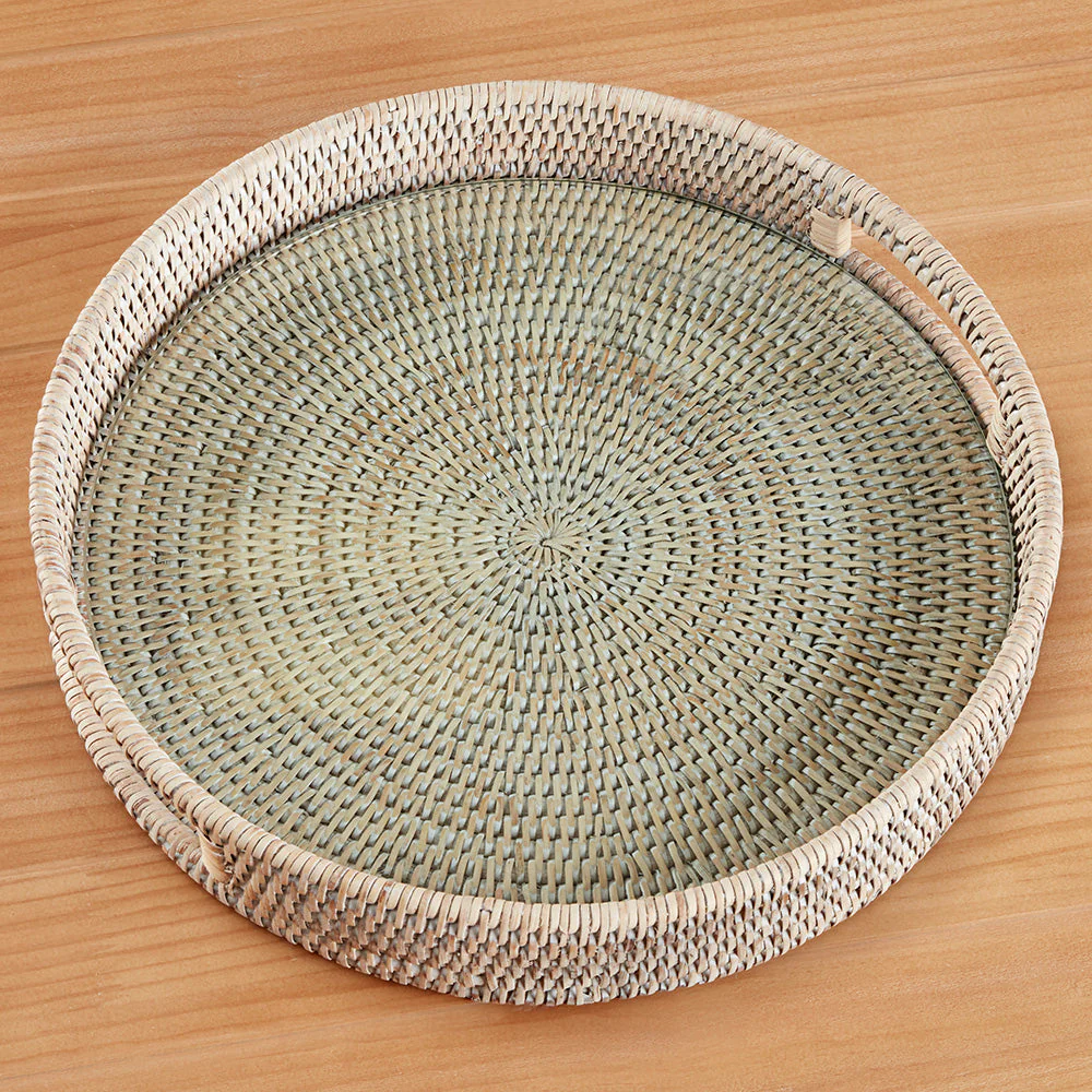 Burma Whitewashed Rattan Serving Tray - Image 2
