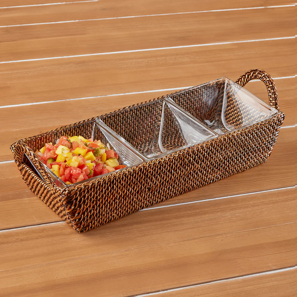 Calaisio Three Compartment Woven Serving Tray - Image 2